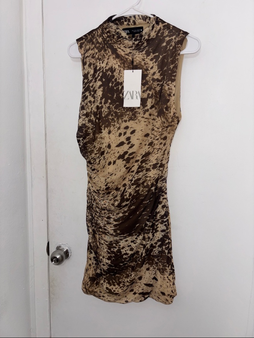 Zara Brown Speckled Sleeveless Midi Dress
